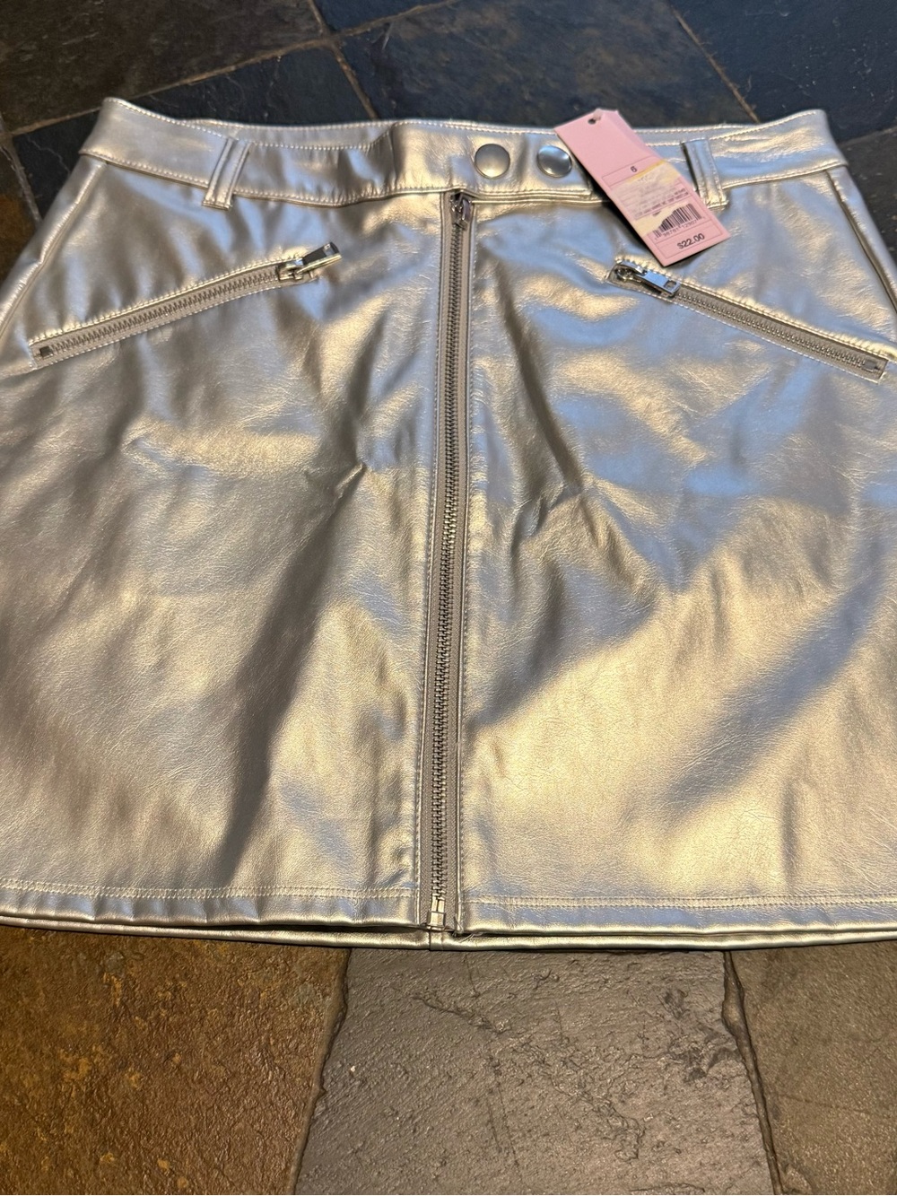 wild fable Silver Faux Leather Zip Mini Skirt